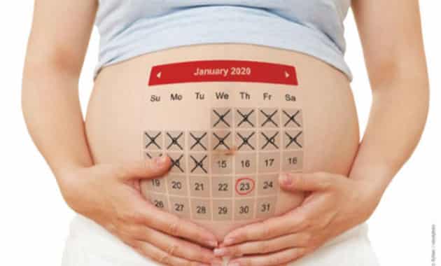 Femme enceinte avec calendrier