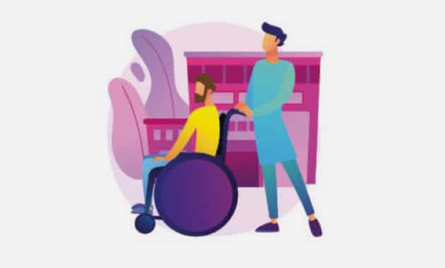 Patient en fauteuil roulant