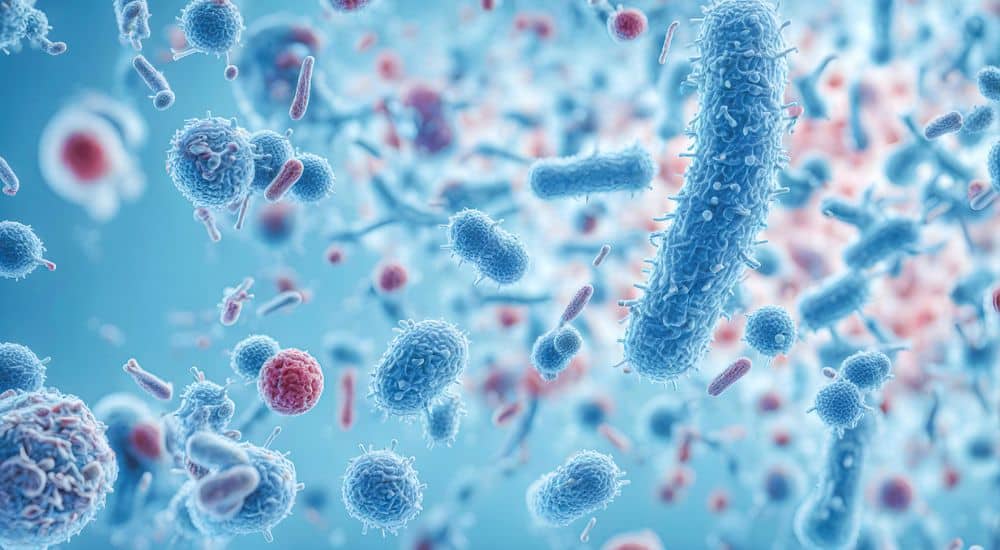 Fond microscopique de bactéries, cancer du pancréas et microbiote buccal