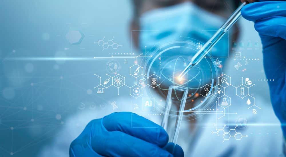 Les scientifiques utilisent la technologie de l’IA pour la recherche médicale et le développement du laboratoire scientifique. Recherche en intelligence artificielle de santé